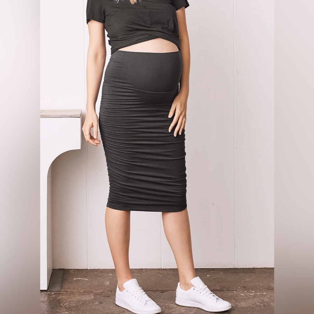 Angel “The Ruched” Maternity Midi Skirt in Black XS
